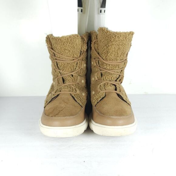 SOREL Women's Explorer II Joan Cozy US9,5 Tan Suede Waterproof Shearling Boots - Picture 3 of 16